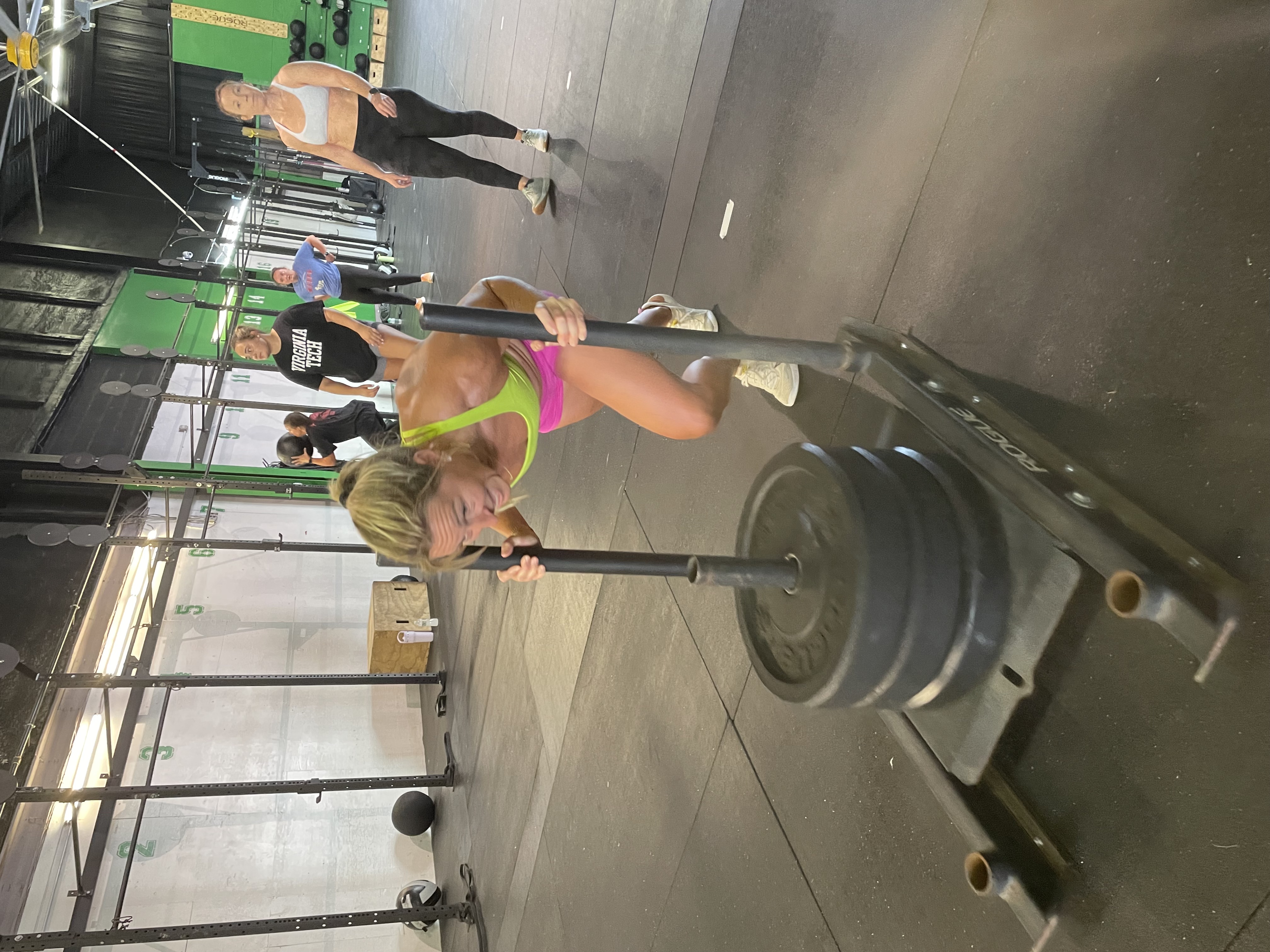 Athletes working out together